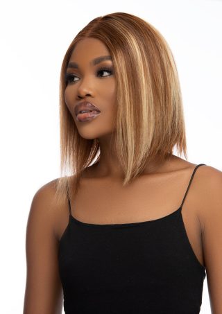 Bella – 12″ Brazilian T-Part Piano Streaked Bob